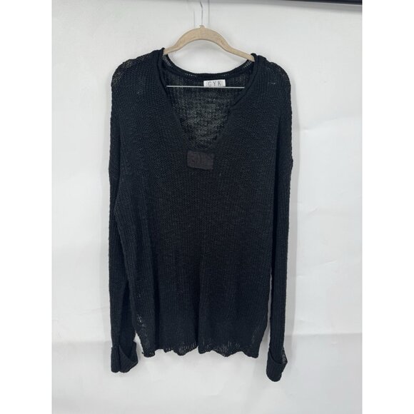 GYK Open Knit Sheer Top Women XL Black Y2K Retro Festival Whimsigoth Witchy Dark - Picture 1 of 7